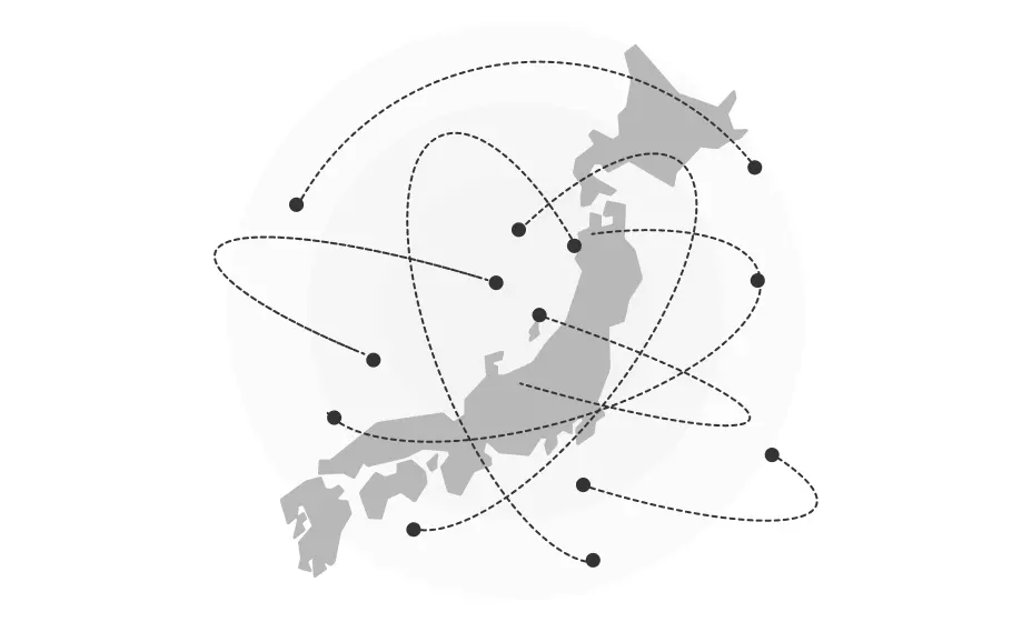 日本各地に各分野に精通した
高い専門性を誇る協力会社のネットワーク